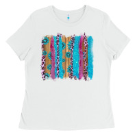 White gemstone and pink leopard brushstrok Ladies Tee - AdoDesignShop