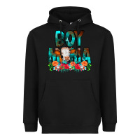 Black Boy Mama Flowers Cow Heavyweight Hoodie - CowCowDesign