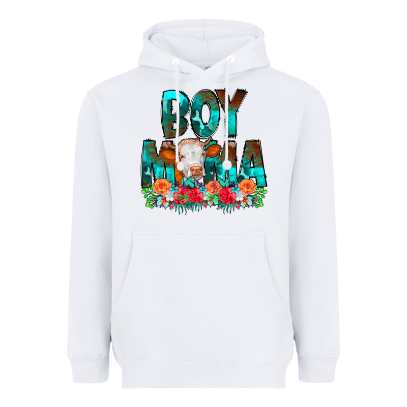 Boy Mama Flowers Cow Heavyweight Hoodie by CowCowDesign | Teevron