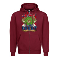 Burgundy My heart is on that court Baseball Zipper Hoodie - HowdyJamesFarm