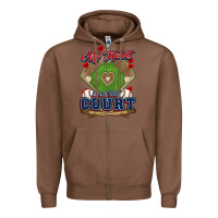 Chestnut My heart is on that court Baseball Zipper Hoodie - HowdyJamesFarm