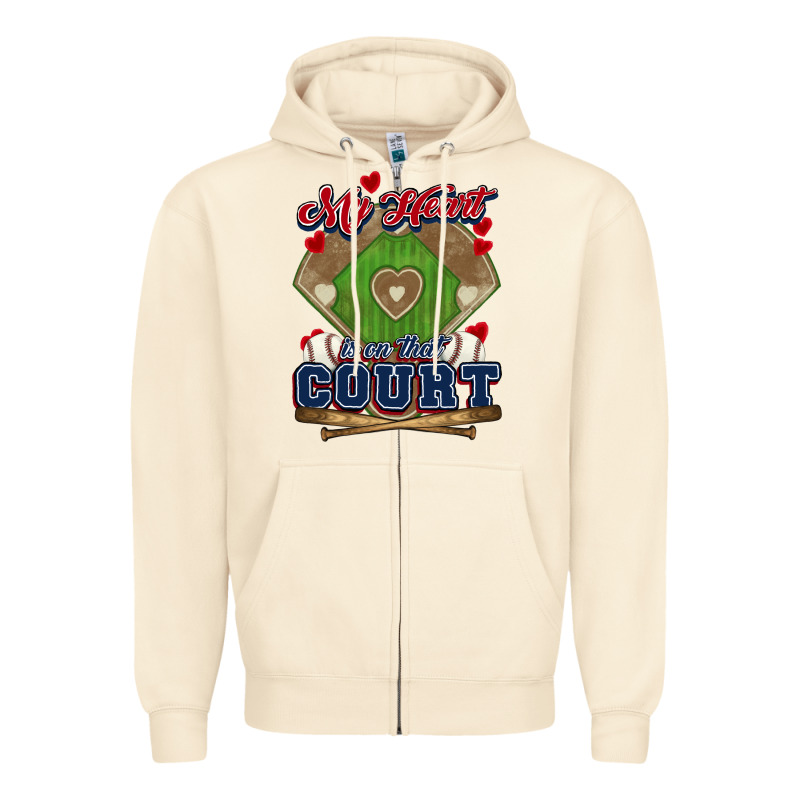 My Heart Is On That Court Baseball Zipper Hoodie by HowdyJamesFarm | Teevron
