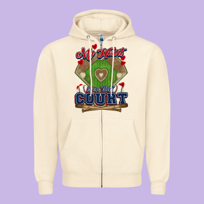 My Heart Is On That Court Baseball Zipper Hoodie Designed By Howdyjamesfarm