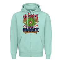 Seafoam My heart is on that court Baseball Zipper Hoodie - HowdyJamesFarm