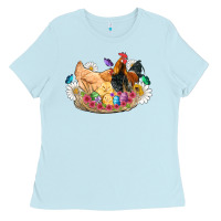 Baby Blue easter coop animals farm chicken chiks rooster flowers butterfly Ladies Tee - Artiststas
