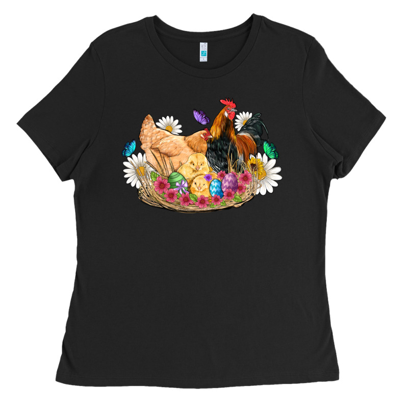 Easter Coop Animals Farm Chicken Chiks Rooster Flowers Butterfly Ladies Tee by Artiststas | Teevron