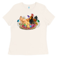 Bone easter coop animals farm chicken chiks rooster flowers butterfly Ladies Tee - Artiststas
