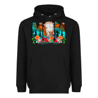 Black Cow Mom Turquoise Tooled Leather Flowers Heavyweight Hoodie - CowCowDesign