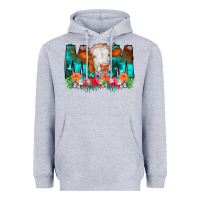 Heather Grey Cow Mom Turquoise Tooled Leather Flowers Heavyweight Hoodie - CowCowDesign