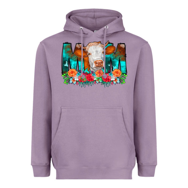 Cow Mom Turquoise Tooled Leather Flowers Heavyweight Hoodie by CowCowDesign | Teevron