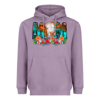 Lavender Cow Mom Turquoise Tooled Leather Flowers Heavyweight Hoodie - CowCowDesign