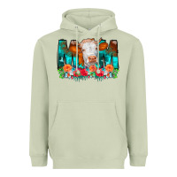 Matcha Cow Mom Turquoise Tooled Leather Flowers Heavyweight Hoodie - CowCowDesign