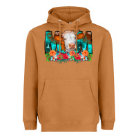 Meerkat Cow Mom Turquoise Tooled Leather Flowers Heavyweight Hoodie - CowCowDesign
