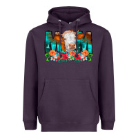 Plum Cow Mom Turquoise Tooled Leather Flowers Heavyweight Hoodie - CowCowDesign
