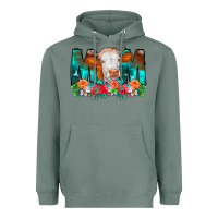 Sage Cow Mom Turquoise Tooled Leather Flowers Heavyweight Hoodie - CowCowDesign