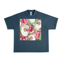 Midnight Navy Pink Christmas Santa Claus and gift box Urban Heavy Tee - NancyCooperArtShop