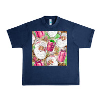 Navy Pink Christmas Santa Claus and gift box Urban Heavy Tee - NancyCooperArtShop