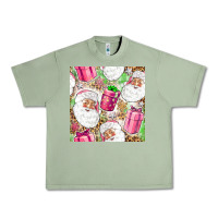 Oil Green Pink Christmas Santa Claus and gift box Urban Heavy Tee - NancyCooperArtShop