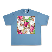 Pebble Blue Pink Christmas Santa Claus and gift box Urban Heavy Tee - NancyCooperArtShop
