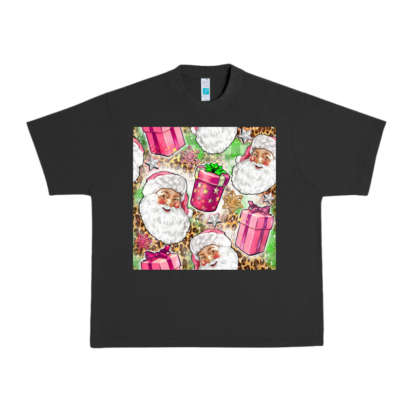 Pink Christmas Santa Claus And Gift Box Urban Heavy Tee by NancyCooperArtShop | Teevron