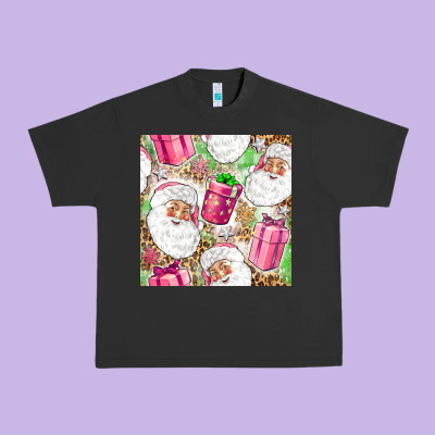 Pink Christmas Santa Claus And Gift Box Urban Heavy Tee Designed By Nancycooperartshop