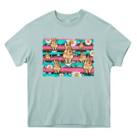 Arona easter bunny with daisy and turquoise cowhide leopard  background Heavy Core Tee - Artiststas