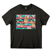Asphalt easter bunny with daisy and turquoise cowhide leopard  background Heavy Core Tee - Artiststas