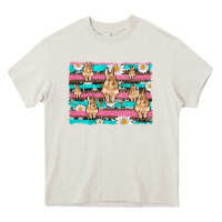 Cream easter bunny with daisy and turquoise cowhide leopard  background Heavy Core Tee - Artiststas