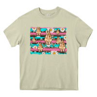 Mossy easter bunny with daisy and turquoise cowhide leopard  background Heavy Core Tee - Artiststas