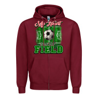 Burgundy My heart is on that court Soccer Zipper Hoodie - HowdyJamesFarm