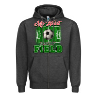 Charcoal Heather My heart is on that court Soccer Zipper Hoodie - HowdyJamesFarm