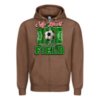 Chestnut My heart is on that court Soccer Zipper Hoodie - HowdyJamesFarm