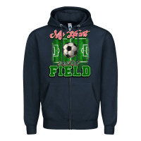 Navy My heart is on that court Soccer Zipper Hoodie - HowdyJamesFarm