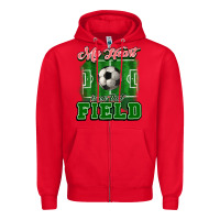 Red My heart is on that court Soccer Zipper Hoodie - HowdyJamesFarm
