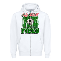 White My heart is on that court Soccer Zipper Hoodie - HowdyJamesFarm