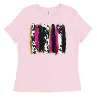 Bubblegum Pink cow , yellow and pink glitter brushstrokes Ladies Tee - AdoDesignShop