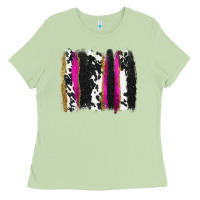 Matcha cow , yellow and pink glitter brushstrokes Ladies Tee - AdoDesignShop
