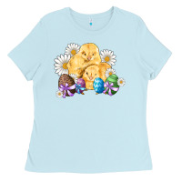 Baby Blue chicks eggs daisy easter Ladies Tee - Artiststas