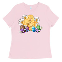 Bubblegum Pink chicks eggs daisy easter Ladies Tee - Artiststas