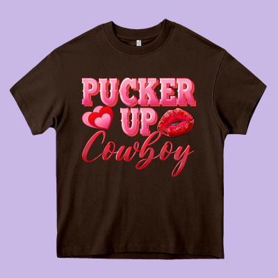 Pucker Up Cowboy Heavy Core Tee Designed By Adodesignshop