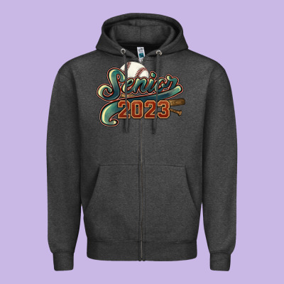 Senior 2023 Baseball Zipper Hoodie Designed By Howdyjamesfarm