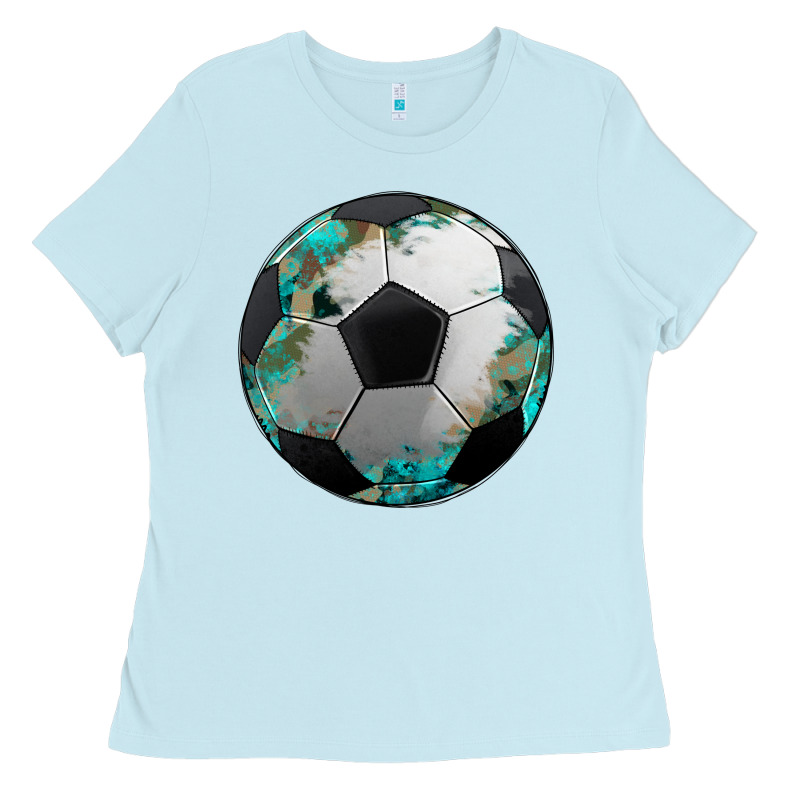 Western Sport Soccer Camouflage Turquoise Pattern Ladies Tee by Artiststas | Teevron
