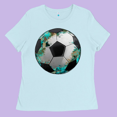 Western Sport Soccer Camouflage Turquoise Pattern Ladies Tee Designed By Artiststas