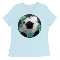 Baby Blue western sport soccer camouflage turquoise pattern Ladies Tee - Artiststas