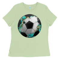 Matcha western sport soccer camouflage turquoise pattern Ladies Tee - Artiststas