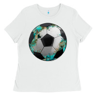 White western sport soccer camouflage turquoise pattern Ladies Tee - Artiststas