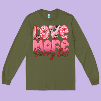 Love More Worry Less Long Sleeve Tee Designed By Ranaportraitstore