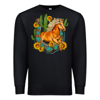 Black western horse cactus sunflowers horseshoe Premium Sweatshirt - OliviaCreatesArt