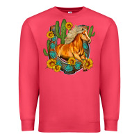 Cardinal western horse cactus sunflowers horseshoe Premium Sweatshirt - OliviaCreatesArt