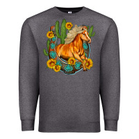 Charcoal Heather western horse cactus sunflowers horseshoe Premium Sweatshirt - OliviaCreatesArt